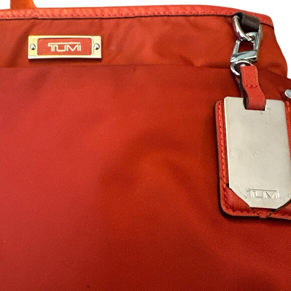 TUMI Nylon Crossbody Bag Orange Adjustable Strap Travel Organizer Purse - Picture 10 of 15